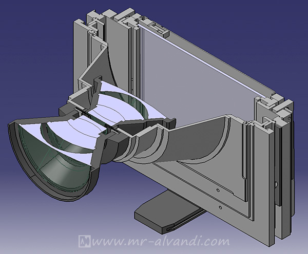 Panoral 57 camera Catia section view with lens